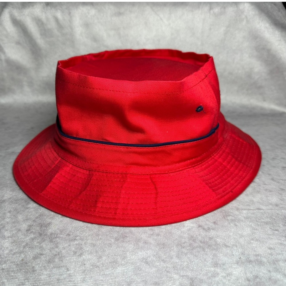 Red Bucket Hat with Contrast Piping - Men
